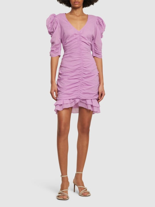 Marant Etoile: Sireny gathered cotton mini dress - Pink - women_1 | Luisa Via Roma