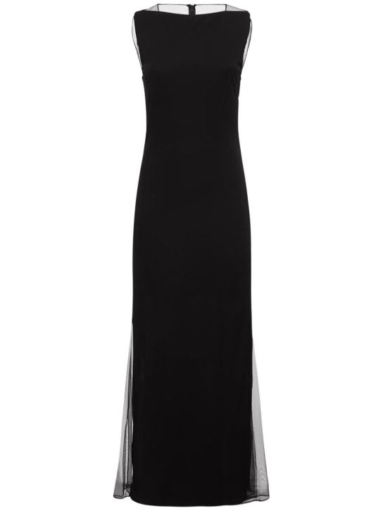 Helmut Lang: Robe longue en viscose avec côtés transparents - Noir - women_0 | Luisa Via Roma