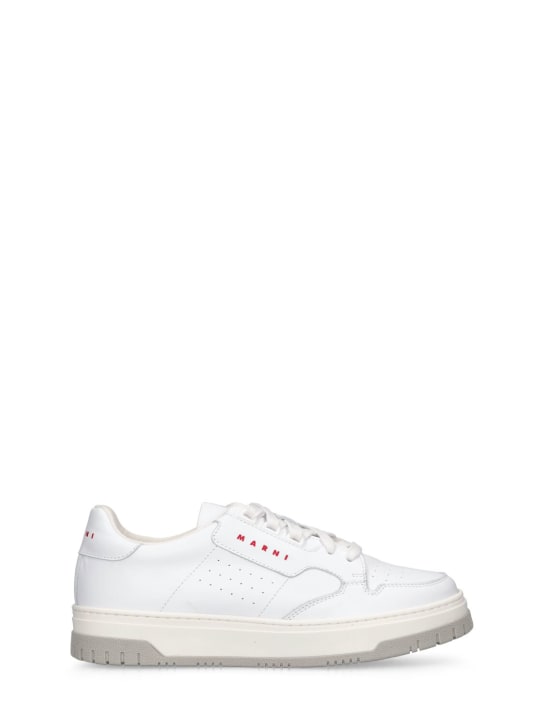 Marni Junior: Leather lace-up sneakers w/ logo - White - kids-boys_0 | Luisa Via Roma