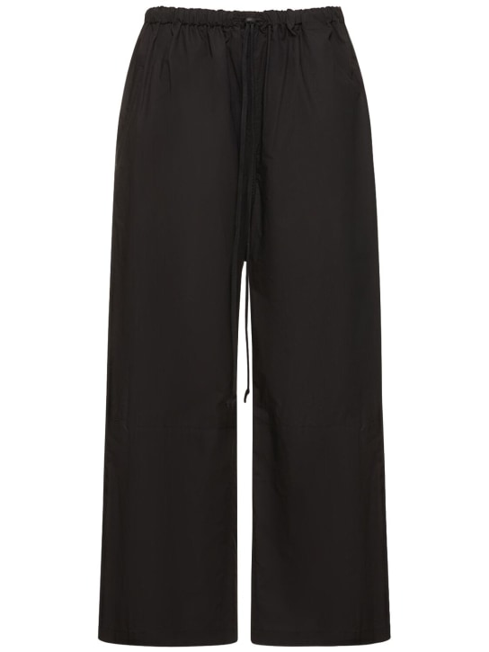 Yohji Yamamoto: Double hem cotton wide pants - Black - women_0 | Luisa Via Roma