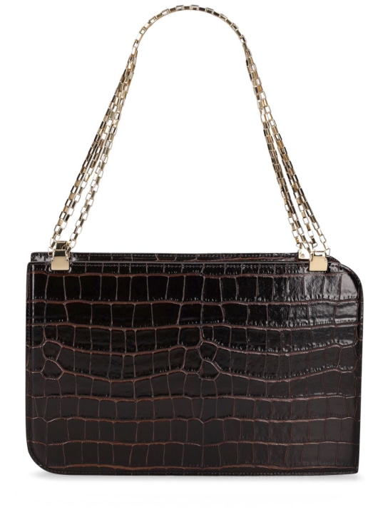 Toteme: Chain croc embossed leather shoulder bag - women_0 | Luisa Via Roma