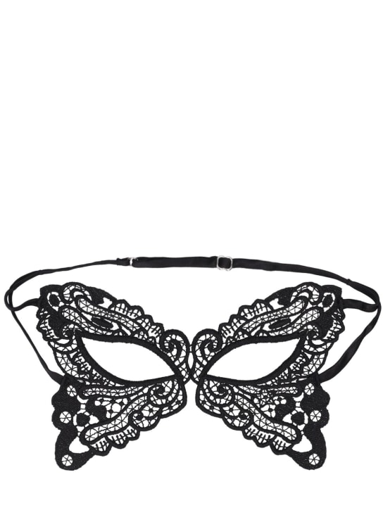 Fleur Du Mal: Butterfly guipure silk eye mask - women_0 | Luisa Via Roma