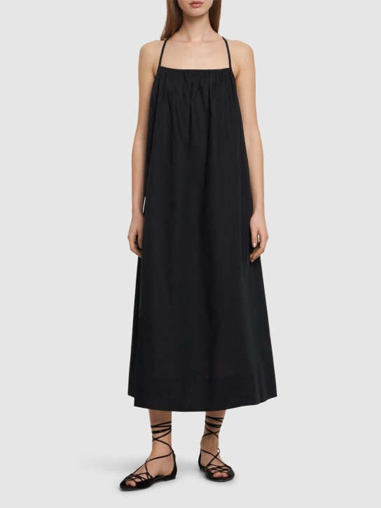 Soeur: Arielle strapless slit cotton midi dress - Black - women_1 | Luisa Via Roma