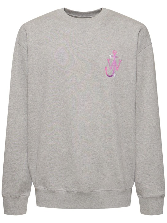 JW Anderson: Logo print cotton sweatshirt - Grey - men_0 | Luisa Via Roma
