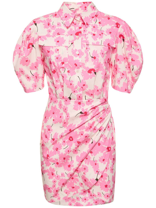 MSGM: Mini-robe en coton imprimé - Blanc/Rose - women_0 | Luisa Via Roma