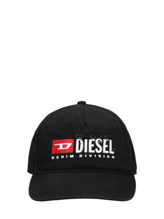 Diesel Kids: Logo print cotton gabardine baseball hat - Black - kids-boys_0 | Luisa Via Roma