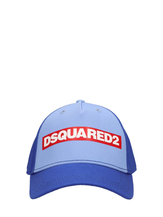 Dsquared2: Logo cotton baseball cap - Blue - kids-girls_0 | Luisa Via Roma
