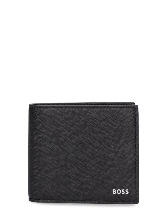Boss: Zair leather billfold wallet - Black - men_0 | Luisa Via Roma