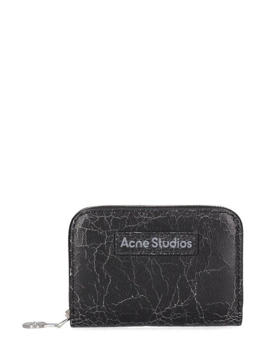 Acne Studios: Portafoglio Acite in pelle con zip - Nero - men_0 | Luisa Via Roma