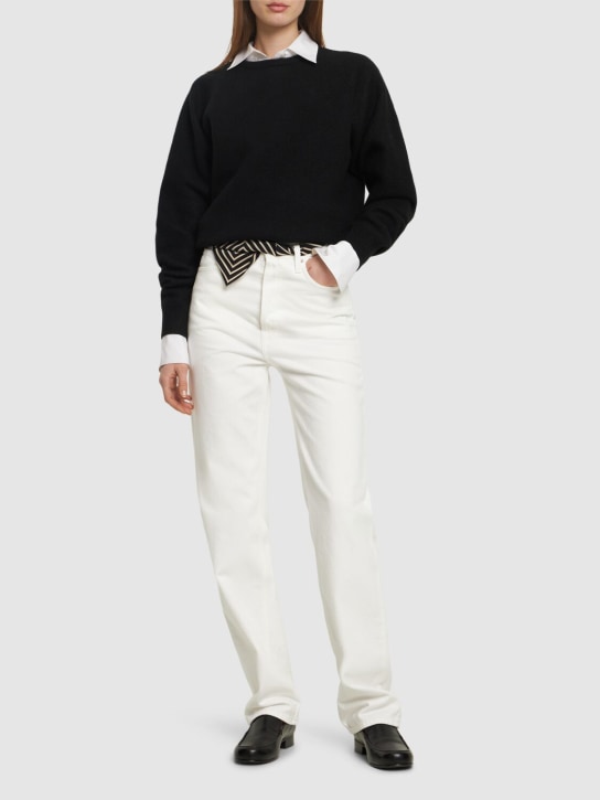 Toteme: Classic high rise straight denim jeans - White - women_1 | Luisa Via Roma