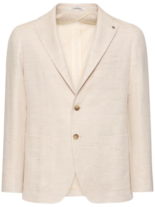 Tagliatore: Cotton & linen single breast blazer - Beige - men_0 | Luisa Via Roma