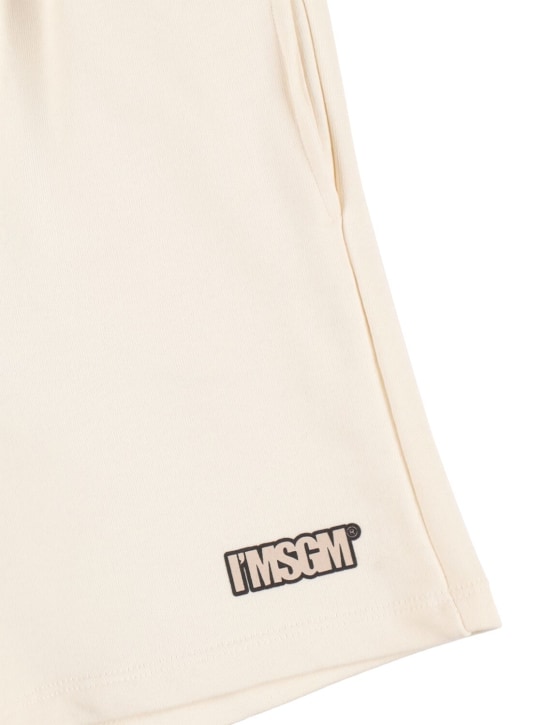 MSGM: Cotton sweat shorts w/pockets - White - kids-boys_1 | Luisa Via Roma