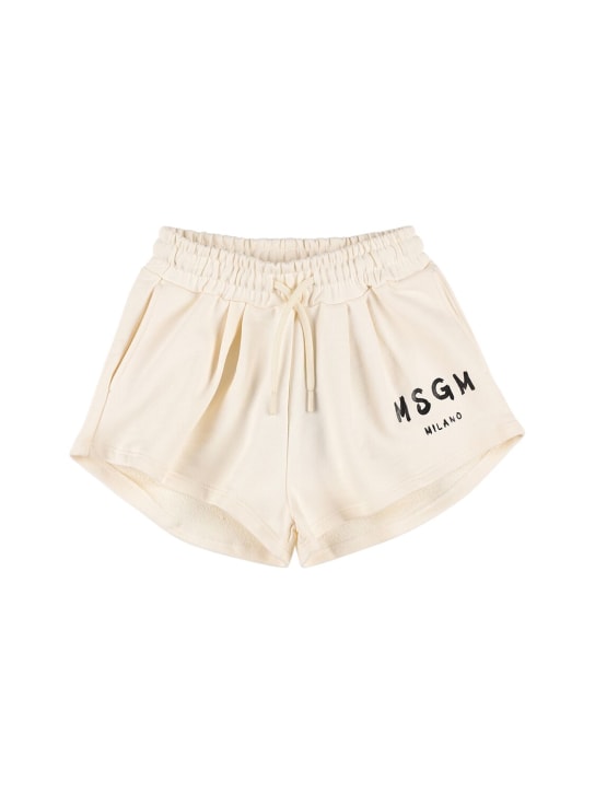 MSGM: Shorts in felpa di cotone - Beige - kids-girls_0 | Luisa Via Roma