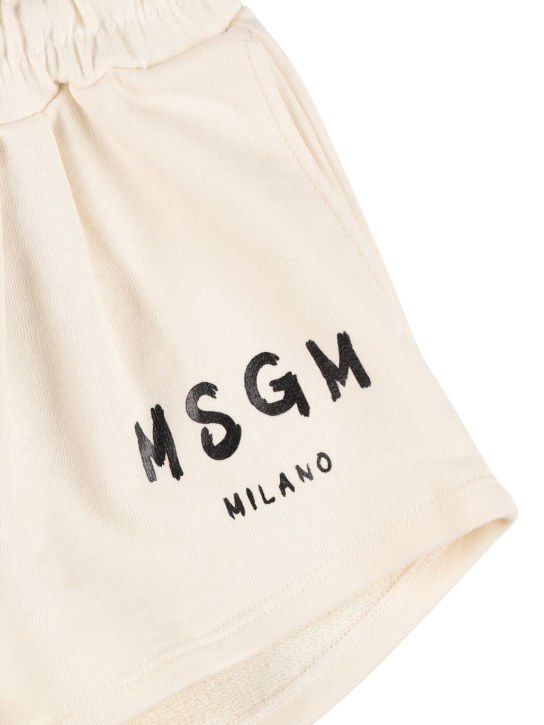 MSGM: Cotton sweat shorts - Beige - kids-girls_1 | Luisa Via Roma