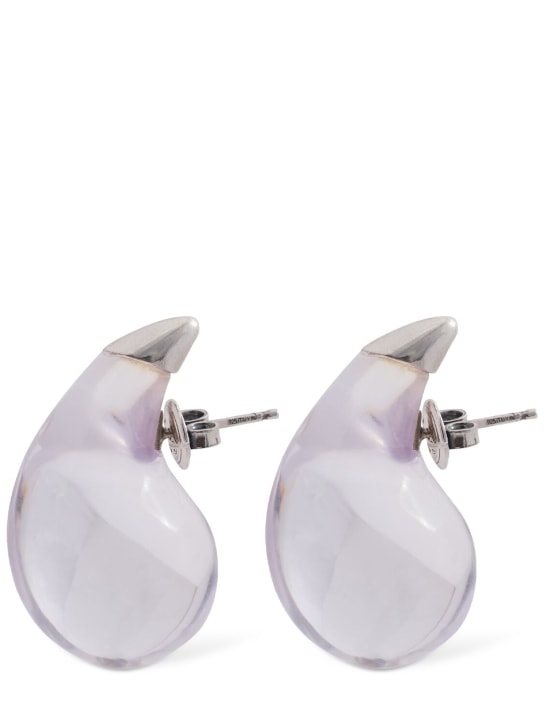 Bottega Veneta: Drop resin & sterling silver earrings - Transparent - women_0 | Luisa Via Roma