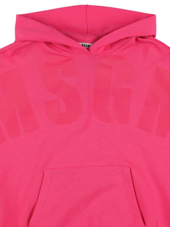 MSGM: Hooded cotton sweatshirt - Fuchsia - kids-girls_1 | Luisa Via Roma