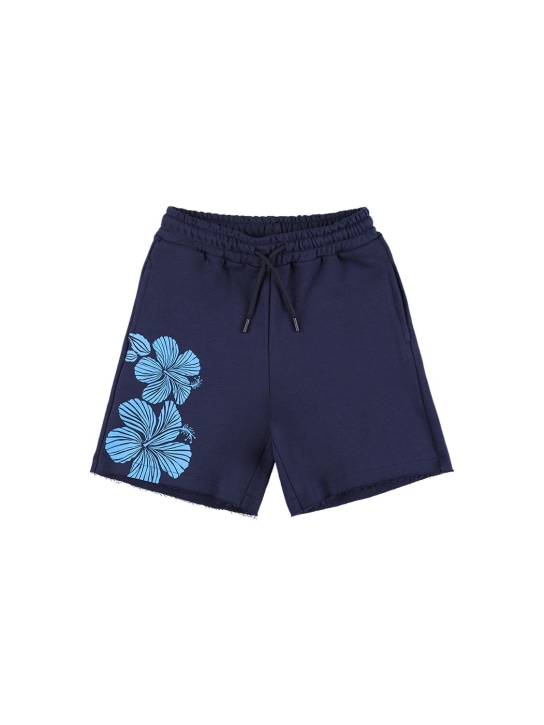 MSGM: Cotton sweat shorts - Blue - kids-boys_0 | Luisa Via Roma