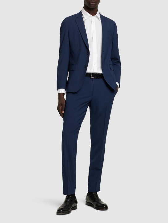 Boss: H-Huge slim fit wool suit - Open Blue - men_1 | Luisa Via Roma