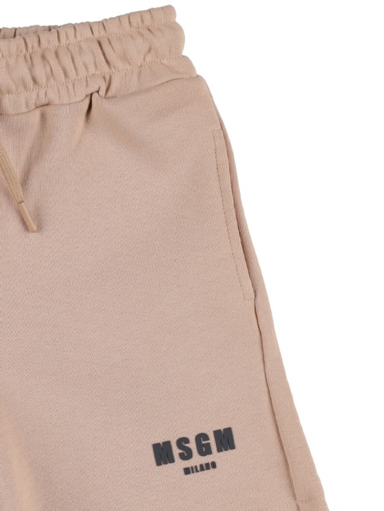 MSGM: Cotton sweat shorts - Beige - kids-boys_1 | Luisa Via Roma