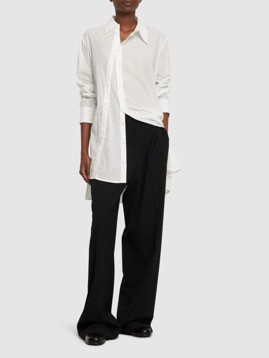 Yohji Yamamoto: Cotton voile asymmetric buttoned shirt - Off White - women_1 | Luisa Via Roma