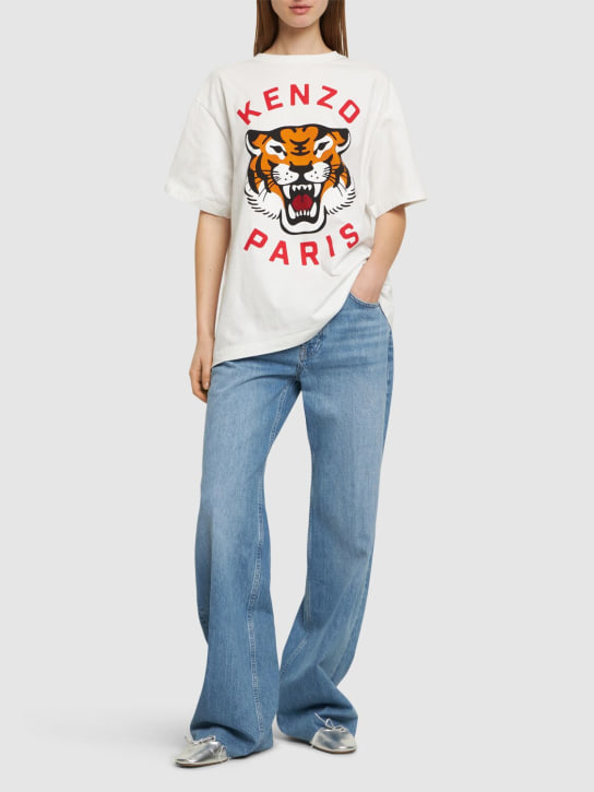 Kenzo Paris: Lucky Tiger大廓型棉质T恤 - 白色 - women_1 | Luisa Via Roma