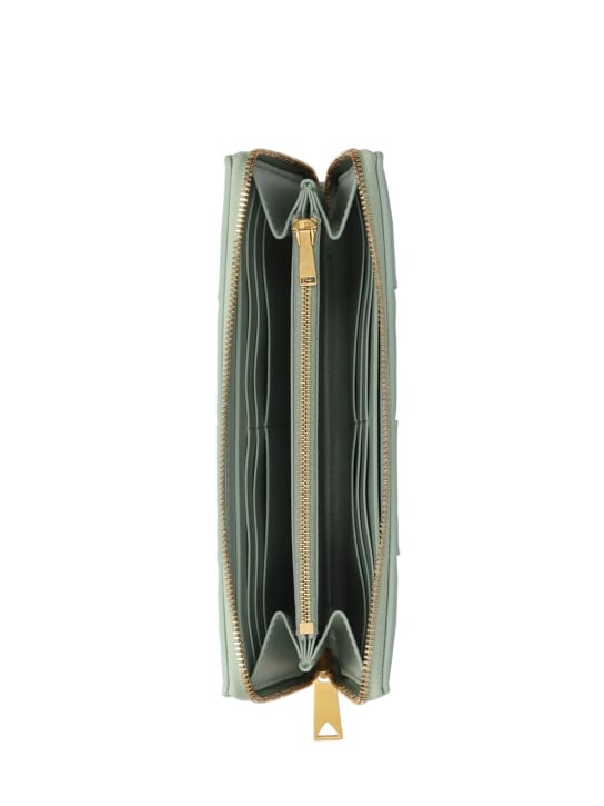 Bottega Veneta: Cassette leather zip around wallet - New Sauge - women_1 | Luisa Via Roma