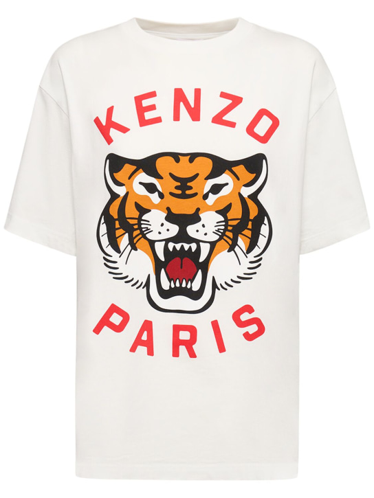 Kenzo Paris: Lucky Tiger oversize cotton t-shirt - White - women_0 | Luisa Via Roma
