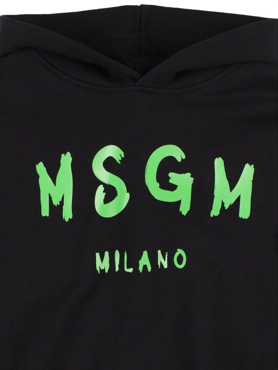 MSGM: Printed logo hooded sweatshirt - Black - kids-girls_1 | Luisa Via Roma
