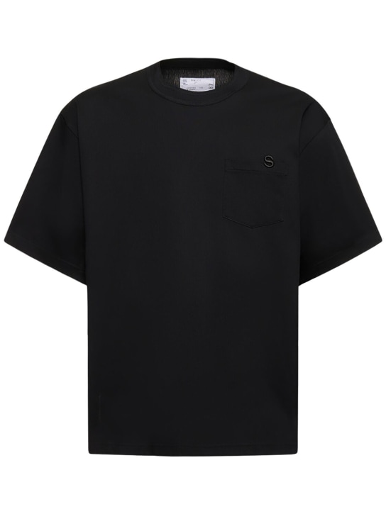 Sacai: Cotton jersey t-shirt - Black - men_0 | Luisa Via Roma