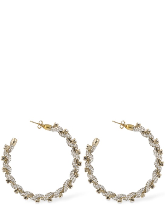 Rosantica: Isy crystal hoop earrings - Silver - women_0 | Luisa Via Roma