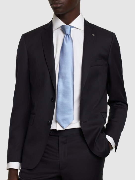 Tom Ford: Cravatta Solid in twill di seta 8cm - Avian Blue - men_1 | Luisa Via Roma