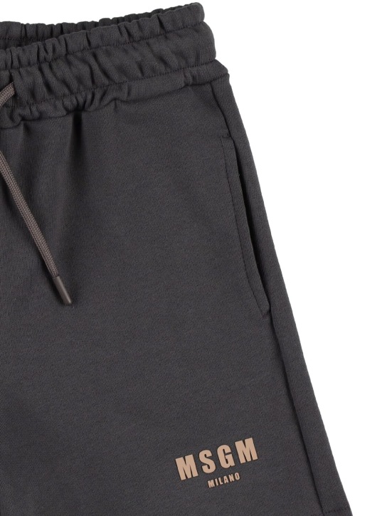 MSGM: Cotton sweat shorts - Dark Grey - kids-boys_1 | Luisa Via Roma