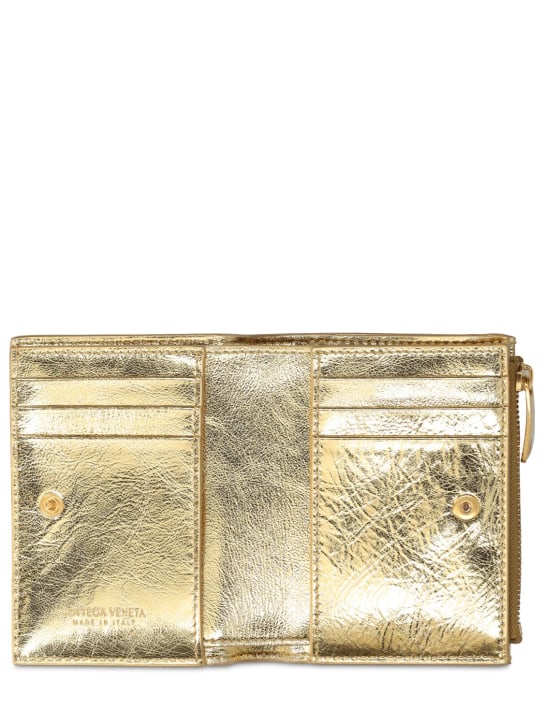Bottega Veneta: Small Cassette leather bifold zip wallet - Gold - women_1 | Luisa Via Roma