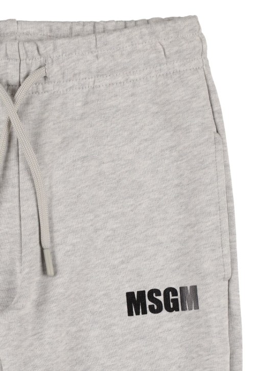 MSGM: Pantalones de felpa de algodón - Gris - kids-girls_1 | Luisa Via Roma
