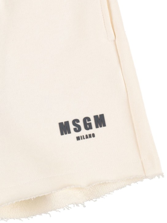 MSGM: Short en coton - Blanc - kids-boys_1 | Luisa Via Roma