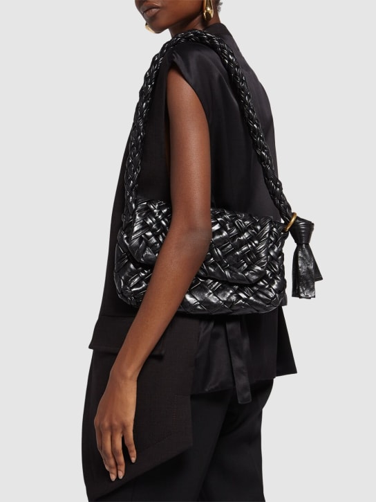 Bottega Veneta: Kalimero Città leather shoulder bag - Black - women_1 | Luisa Via Roma