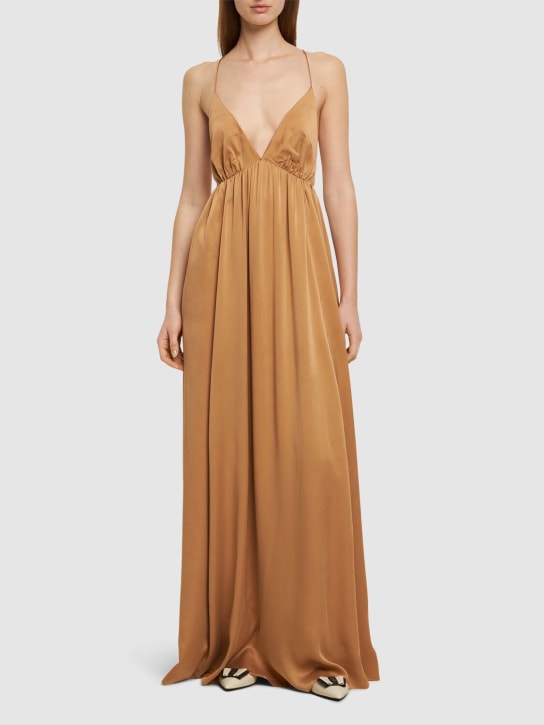 Zimmermann: Long silk slip dress - Beige - women_1 | Luisa Via Roma