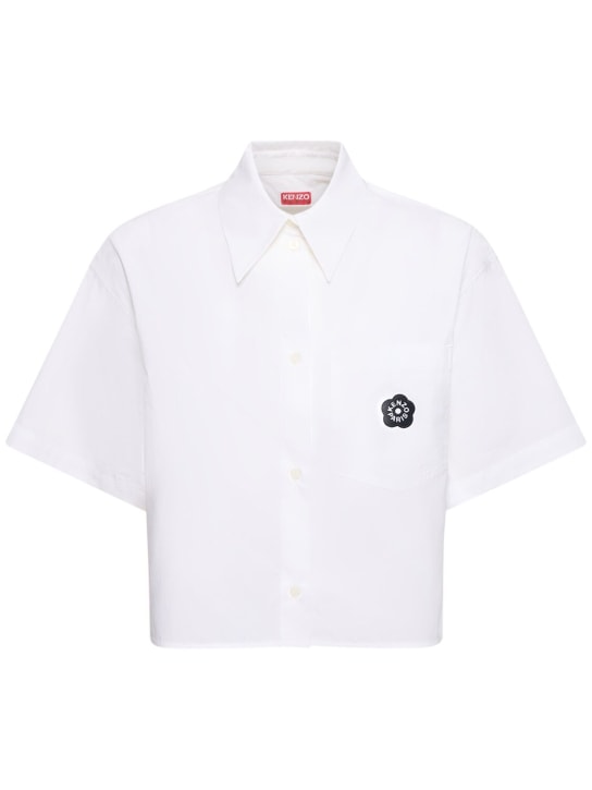 Kenzo Paris: Boke cropped cotton poplin shirt - White - women_0 | Luisa Via Roma