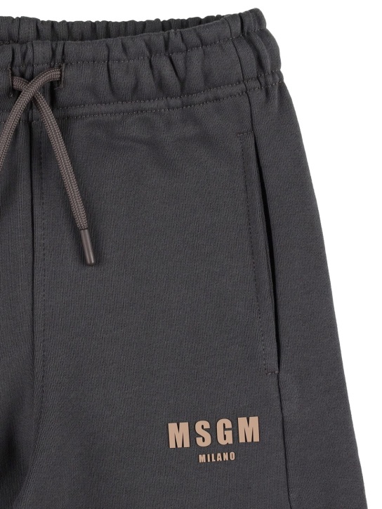 MSGM: Pantaloni in felpa di cotone - Grigio Scuro - kids-girls_1 | Luisa Via Roma