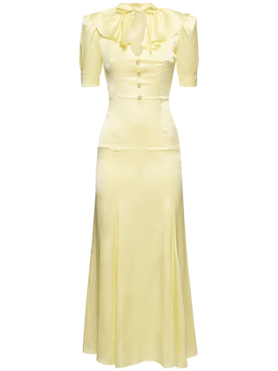 Alessandra Rich: Silk satin short sleeve long dress - Light Yellow - women_0 | Luisa Via Roma