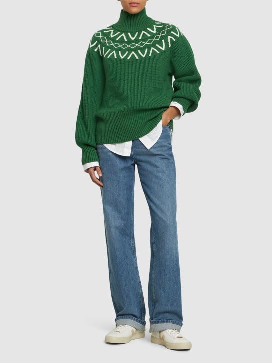 Varley: Suéter de punto con canesú - Verde - women_1 | Luisa Via Roma