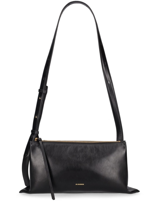Jil Sander: Petit sac porté épaule en cuir - Noir - women_0 | Luisa Via Roma