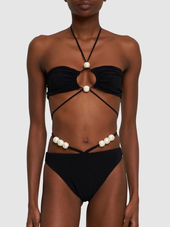 Magda Butrym: Haut de bikini en jersey à encolure licou - Noir - women_1 | Luisa Via Roma