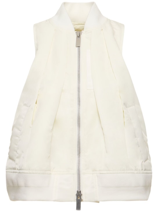 Sacai: Sleeveless nylon zip-up jacket - Ivory - women_0 | Luisa Via Roma