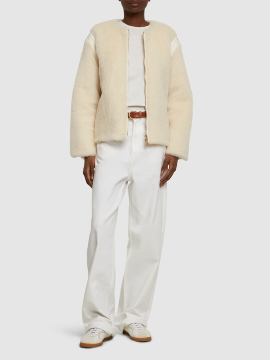 Max Mara: Panno wool blend collarless jacket - Ivory - women_1 | Luisa Via Roma