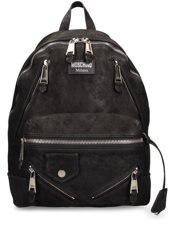 Moschino: Soft nappa leather backpack - Black - men_0 | Luisa Via Roma