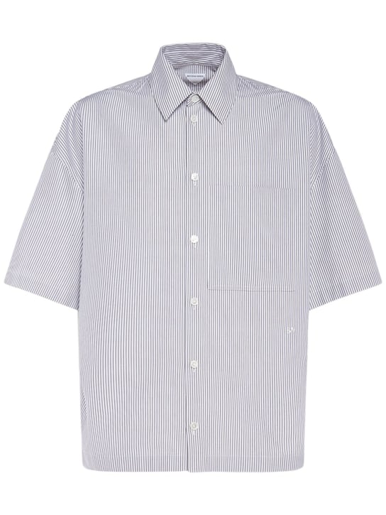 Bottega Veneta: Classic striped cotton shirt - Grey/White - men_0 | Luisa Via Roma