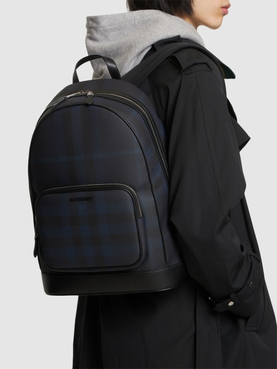 Burberry: Rocco Check print backpack - Navy - men_1 | Luisa Via Roma
