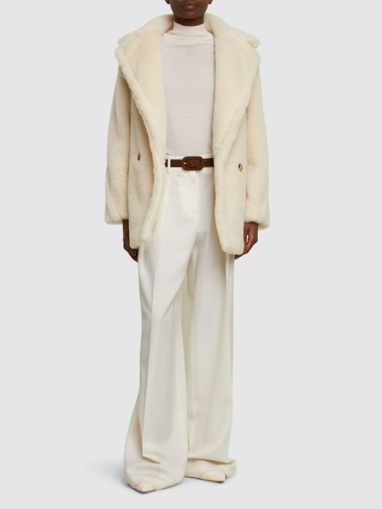 Max Mara: Espero wool blend double breasted coat - Ivory - women_1 | Luisa Via Roma