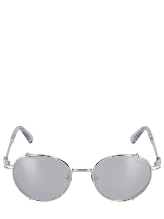 Moncler: Owlet round metal sunglasses - Argento - men_0 | Luisa Via Roma